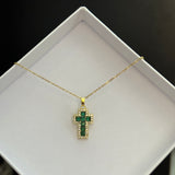 Emerald cross necklace