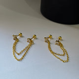 Dainty double piercing earrings (brass)