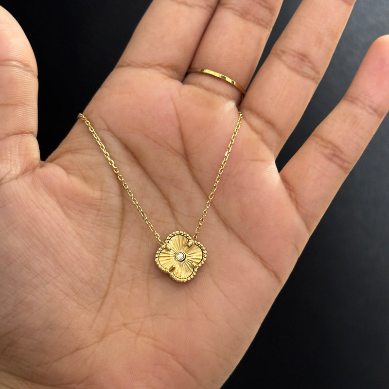 single stone floral necklace