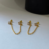Crown double piercing earrings (brass)