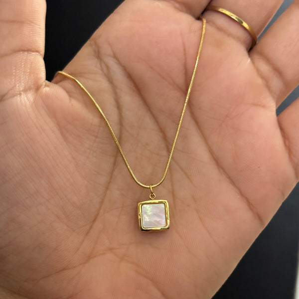 White square necklace