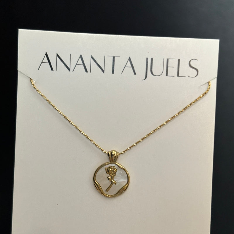 Drip oil rose necklace
