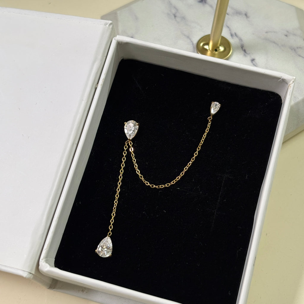 Teardrop earrings (double piercing) (single piece)