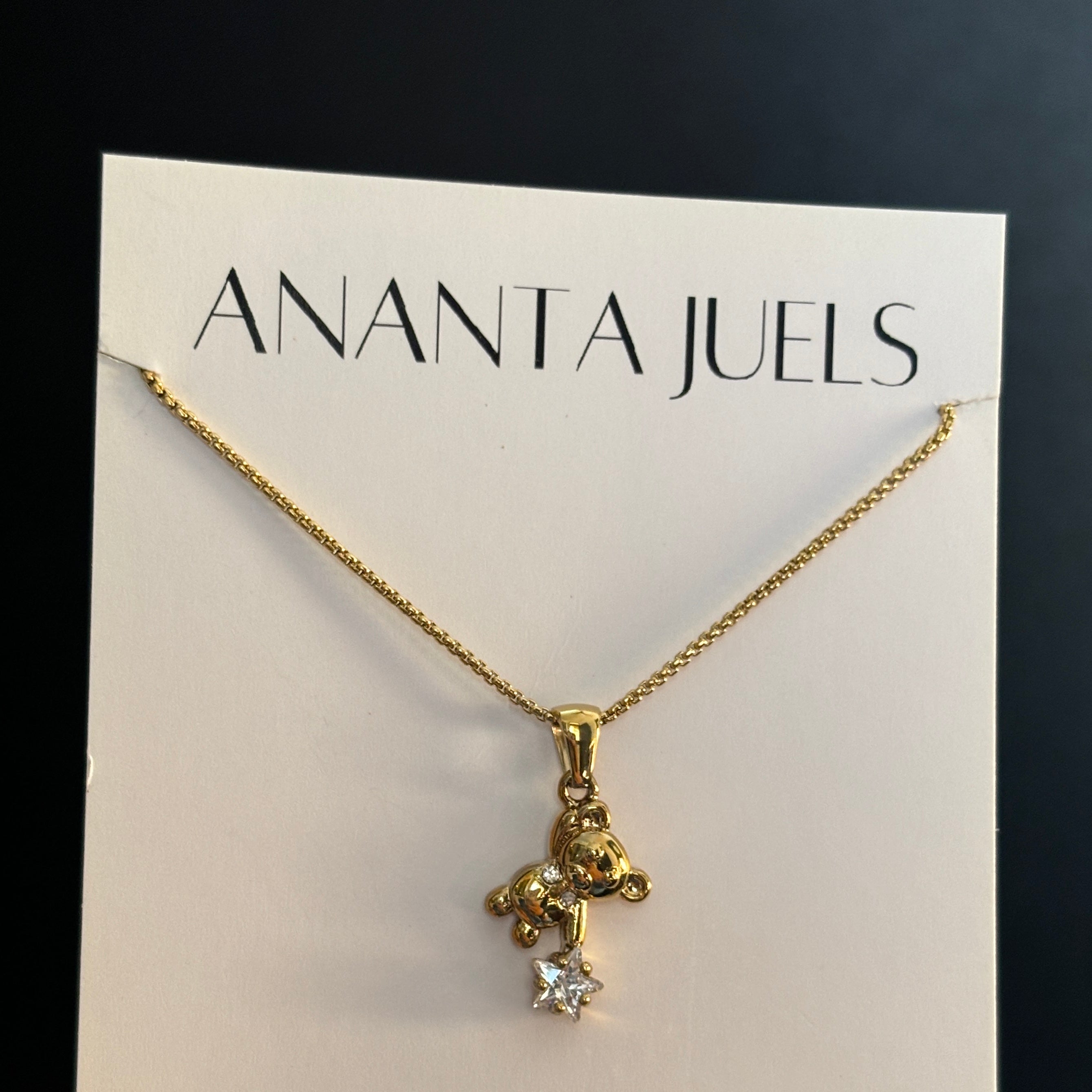 Cute teddy necklace