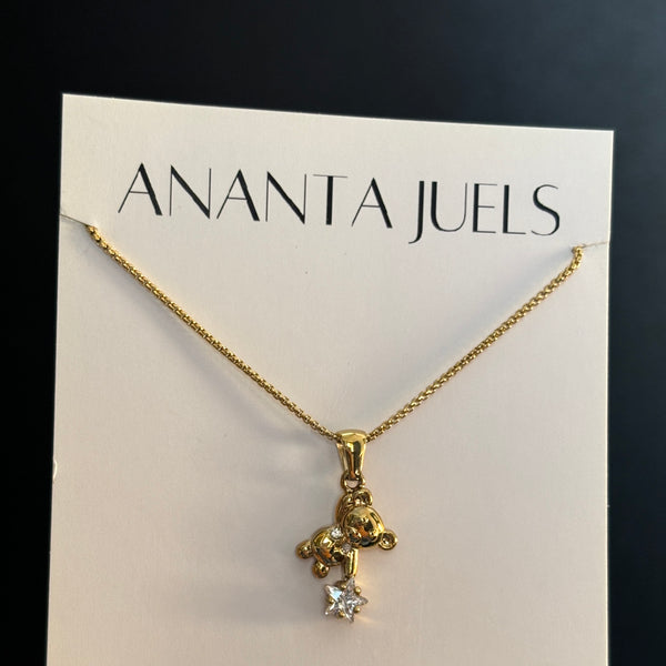 Cute teddy necklace