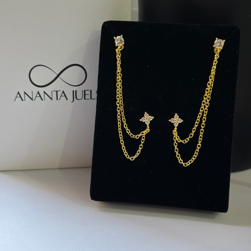 Dainty double piercing earrings (brass)