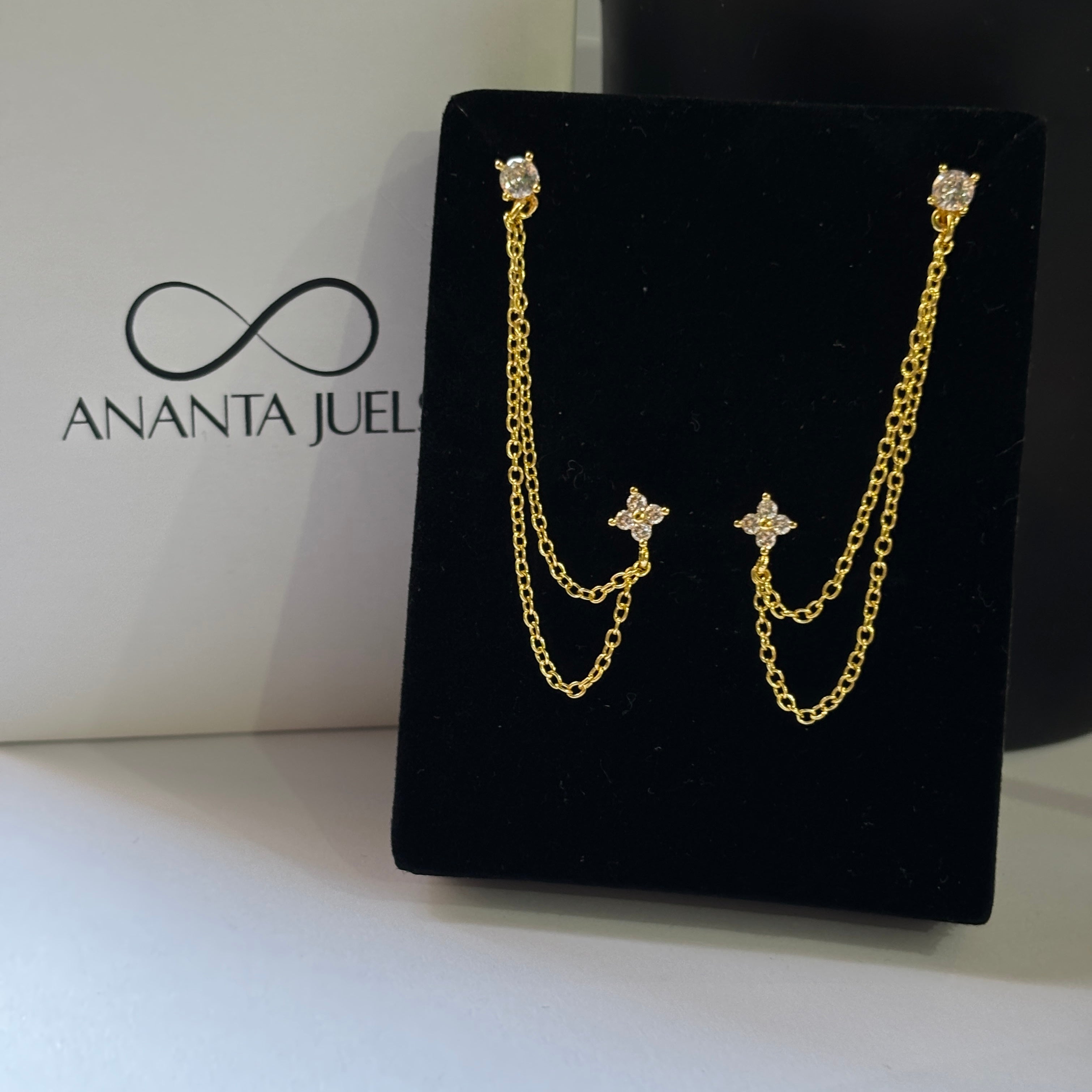 Dainty double piercing earrings (brass)