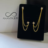 Dainty double piercing earrings (brass)