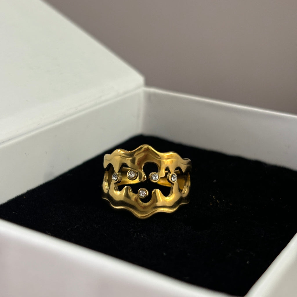 Studded irregular shape ring