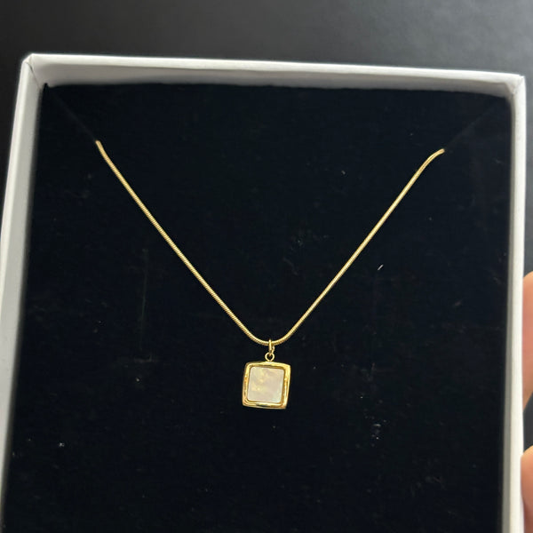 White square necklace