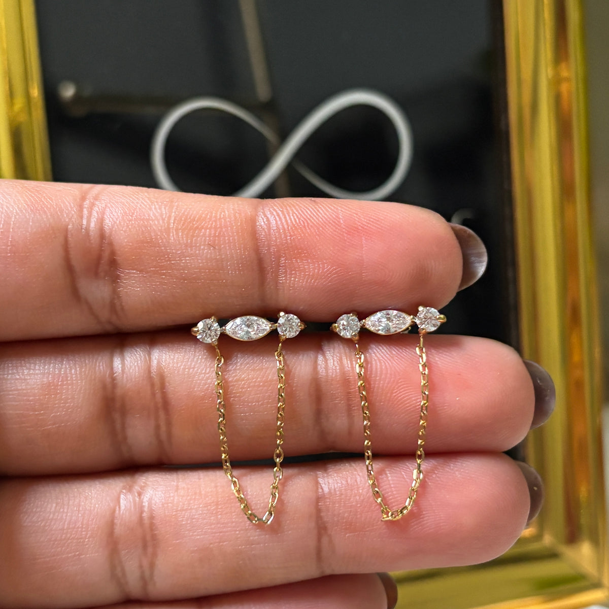 Marquise chain earrings