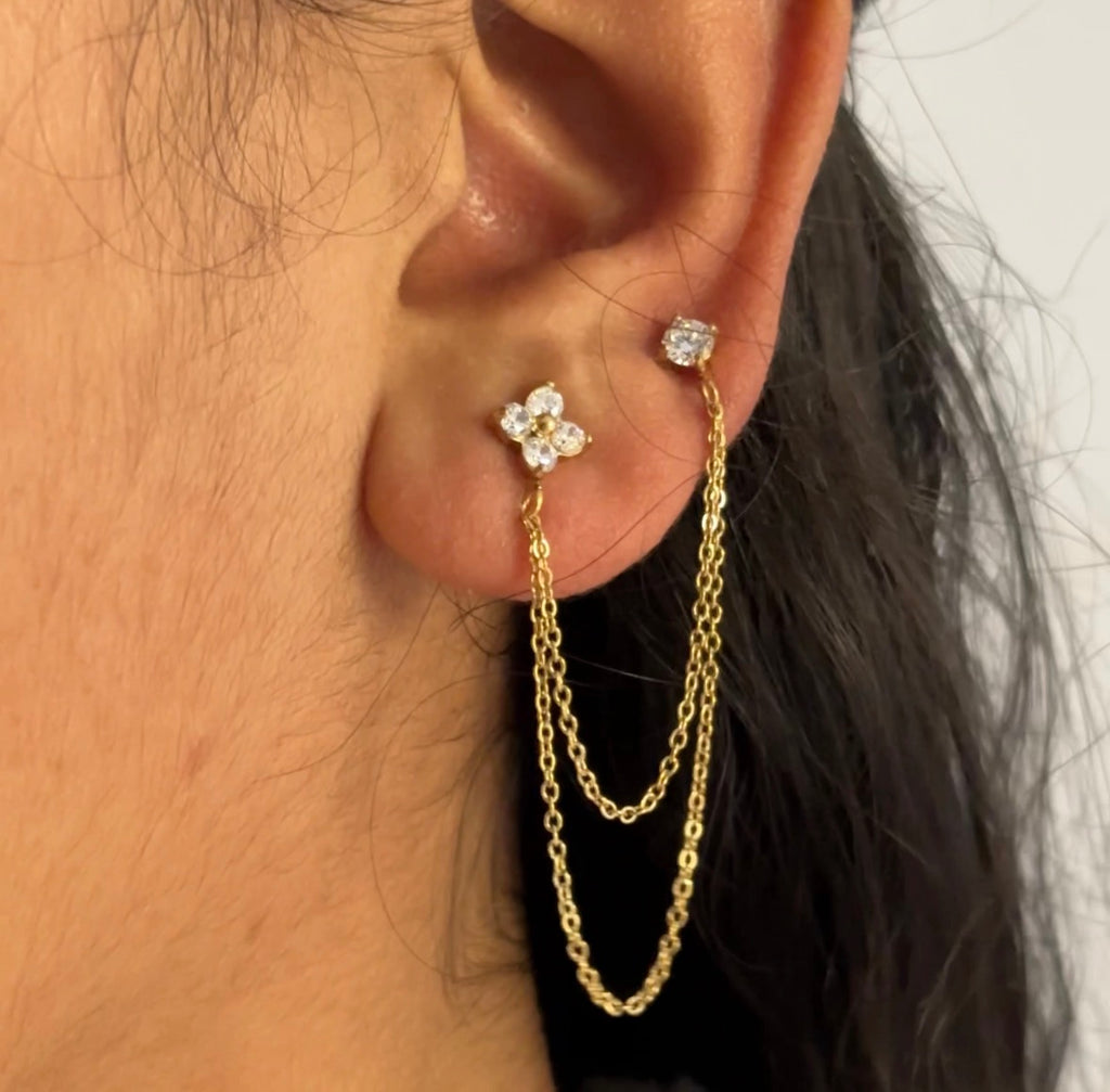 Gia double piercing earrings