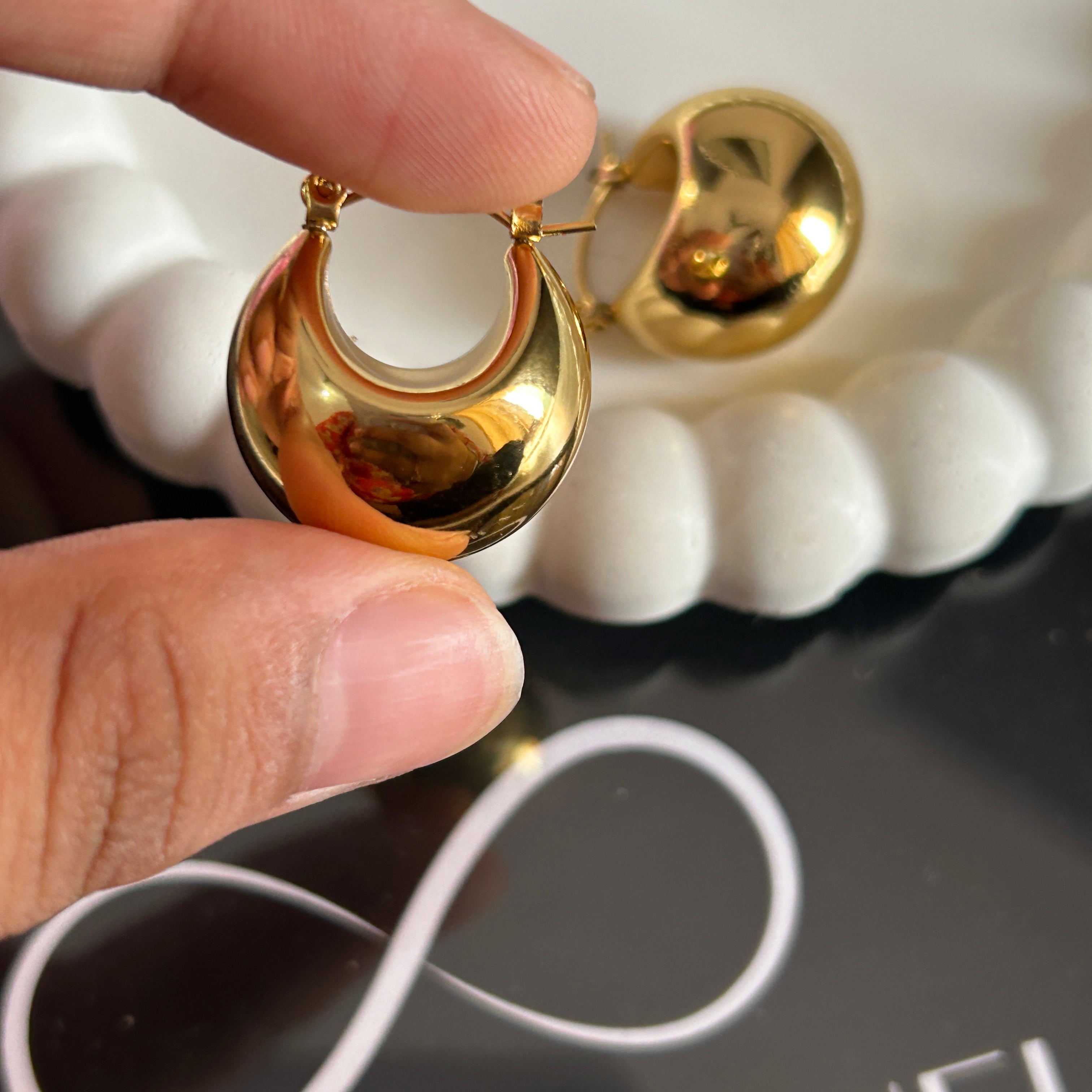Half moon hollow hoops