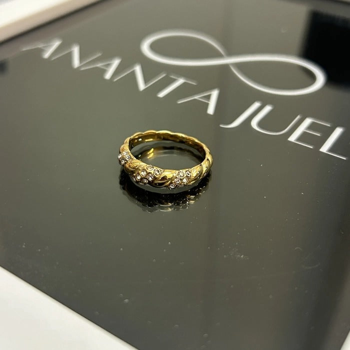 Studded croissant ring