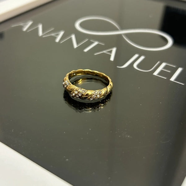 Studded croissant ring
