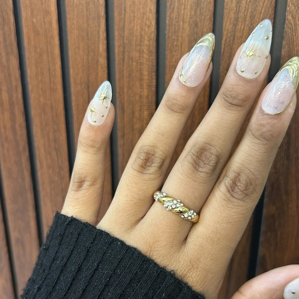 Studded croissant ring