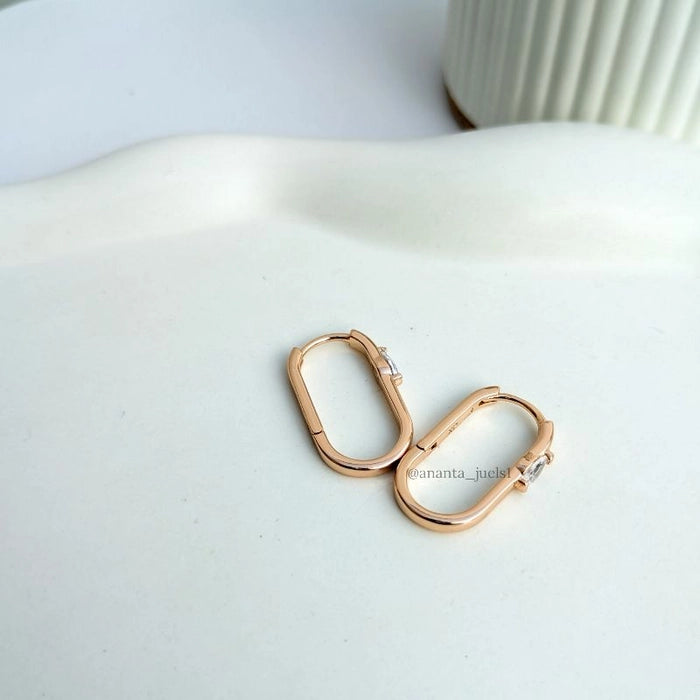 Oval studded hoops
