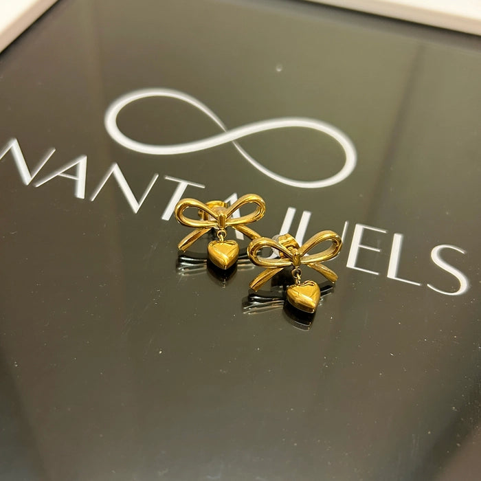 Bow heart earrings