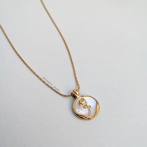 Drip oil rose necklace